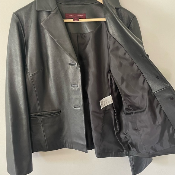 Margaret Godfrey Classic Black Leather Jacket with Button Front - Picture 4 of 9